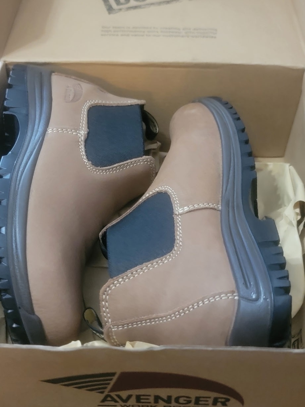 Avenger Brown and Black Women's Chelsea Work Boots